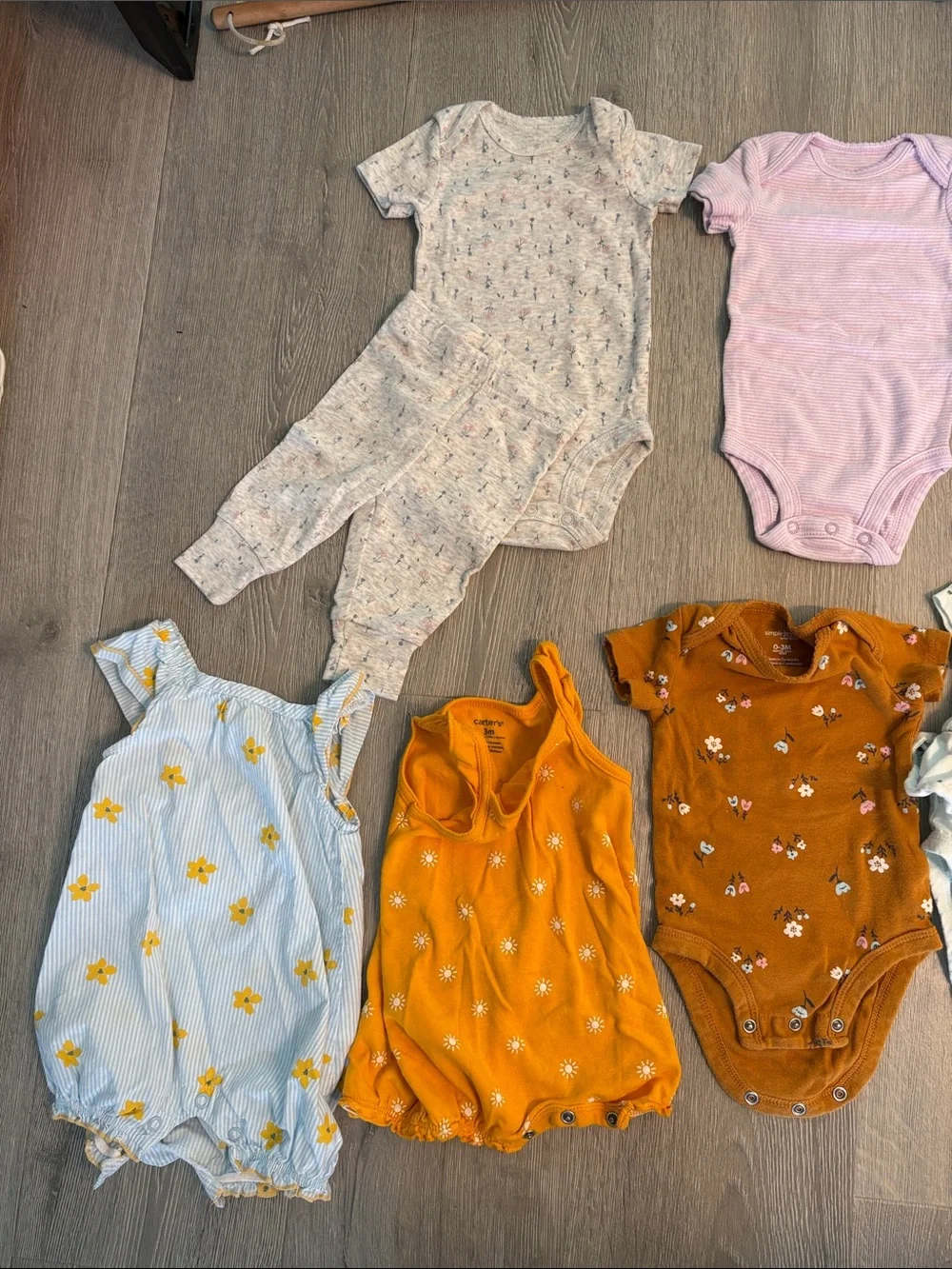 Carters 3M Mixed Baby Girls' Onesie Bundle - Yellow, Rust, Lavender, Light Blue